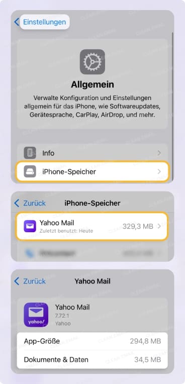 Überprüfung der App-Speichergröße unter iOS