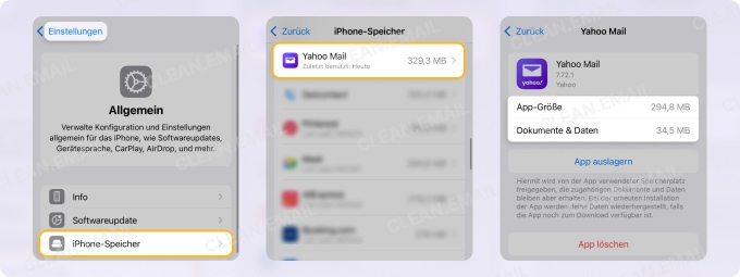 Überprüfung der App-Speichergröße unter iOS