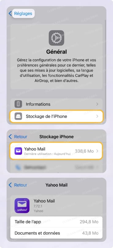 Vérifier la taille de l’app sur iOS