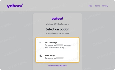 Choose a verification method such as backup email, authenticator app, or text message