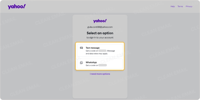 Choose a verification method such as backup email, authenticator app, or text message