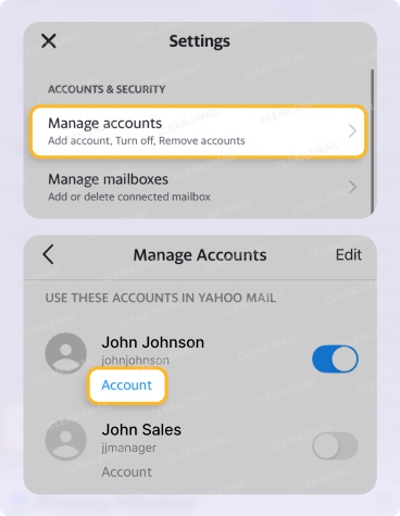 Manage Yahoo accounts on iPhone app