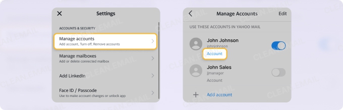 Manage Yahoo accounts on iPhone app