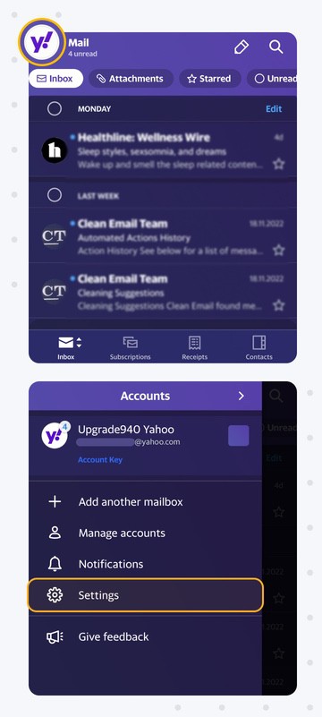 iphone change yahoo email password