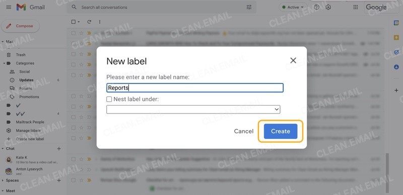 Create a new label in Gmail