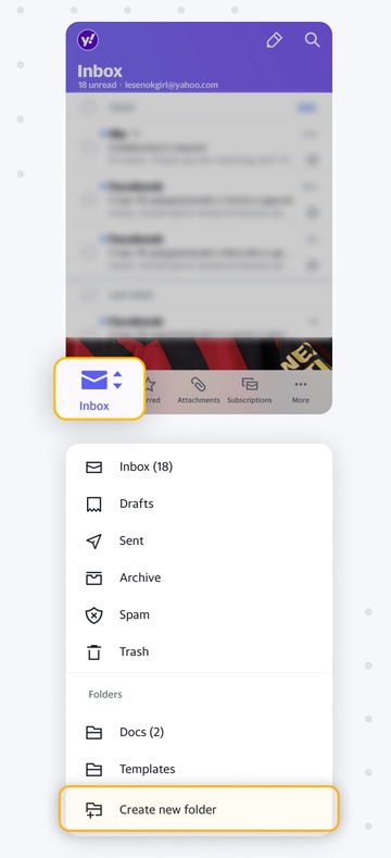 how to create a new folder in yahoo mail on my iphone