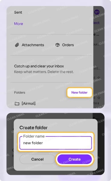 How to create a folder in Yahoo Mail on Android