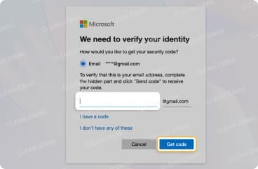 Choose verification method and get security code