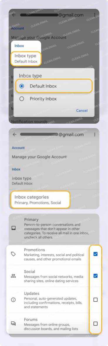 Select categories on Android