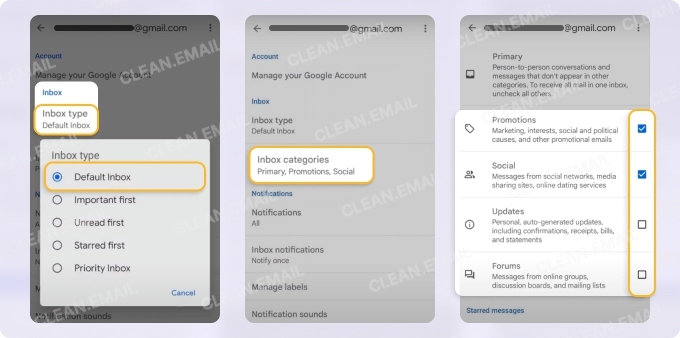 Select categories on Android