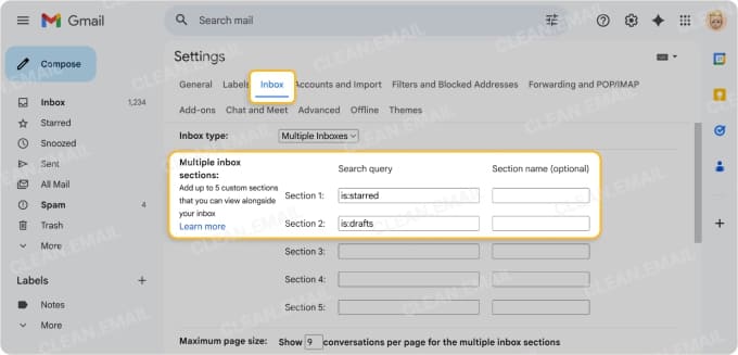 Enable Multiple Inboxes in Gmail settings