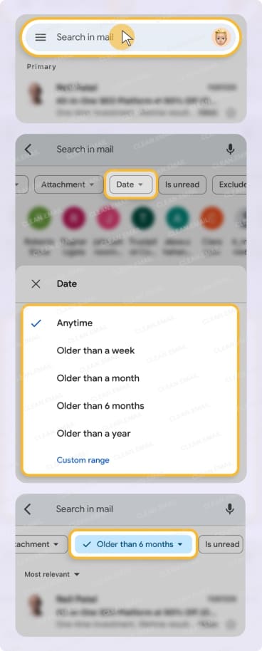 Gmail app search by date for iPhone and Android