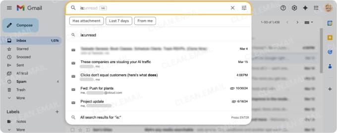 Search emails in Gmail using the search box and operators