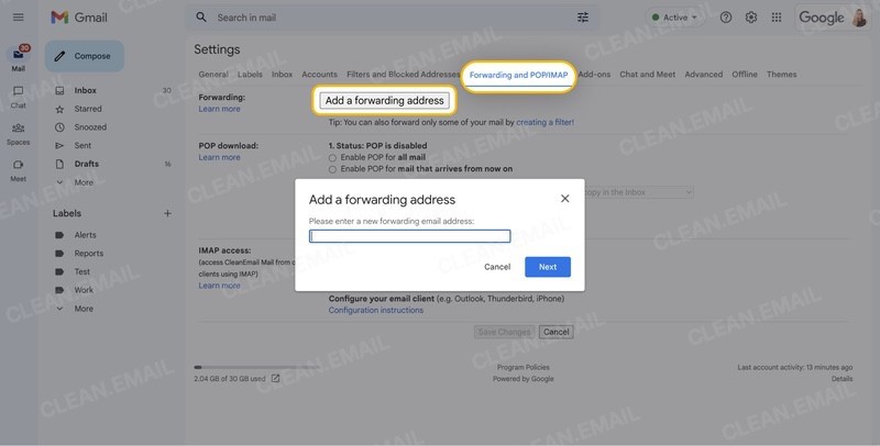 Forward a copy of emails before archiving or deleting them in Gmail