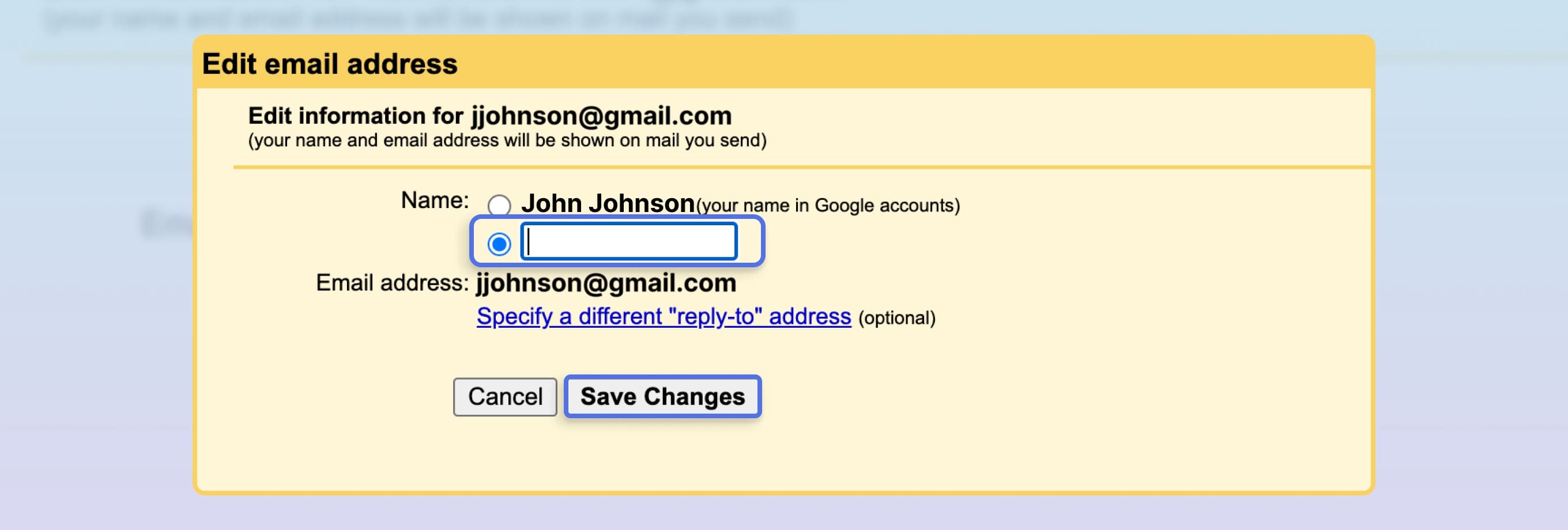 change email address of existing gmail account