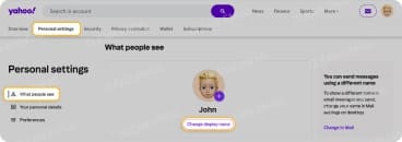 How to change Yahoo email name
