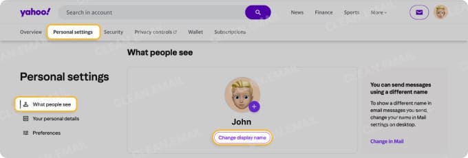 How to change Yahoo email name