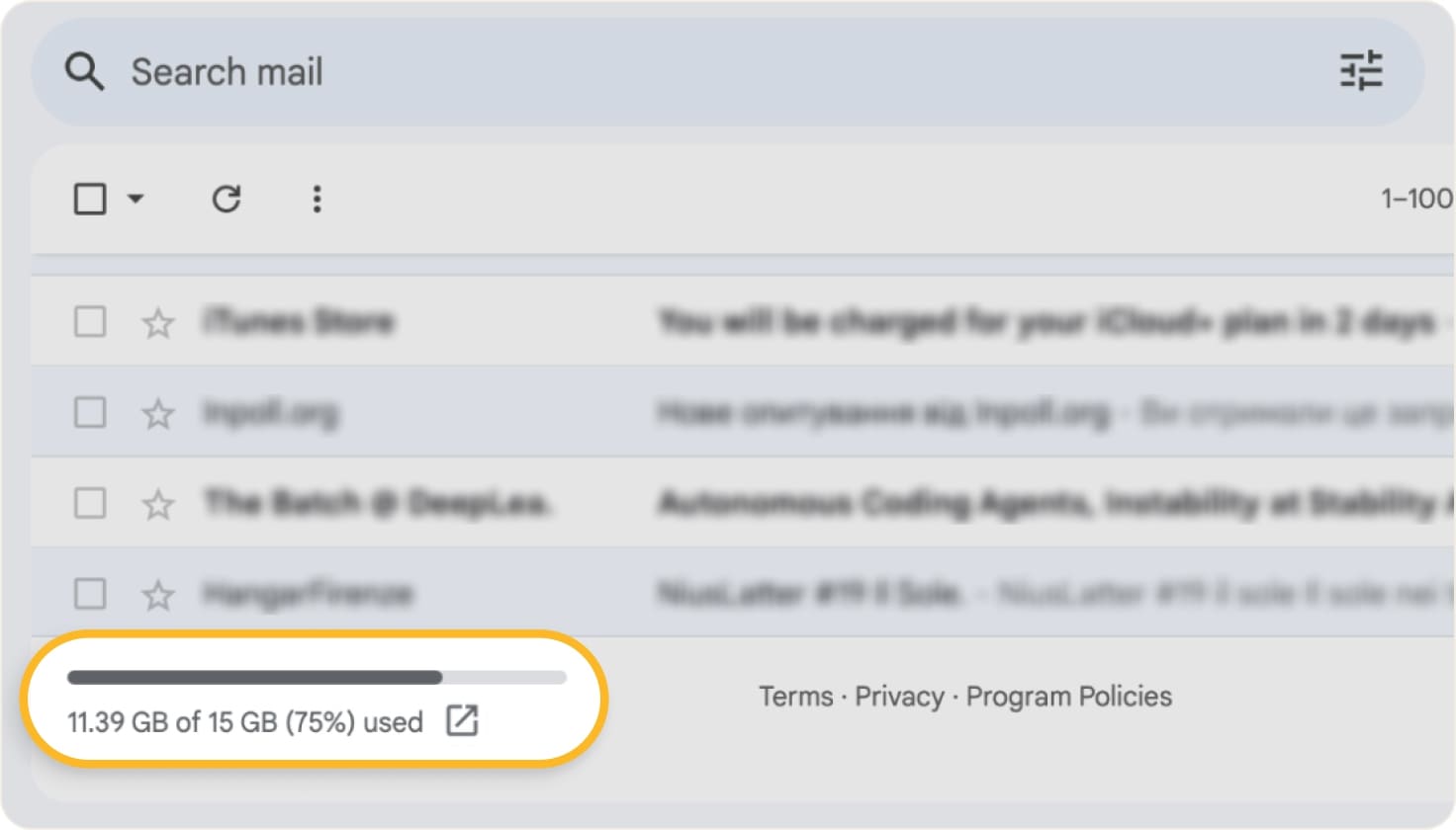how do i check my email storage