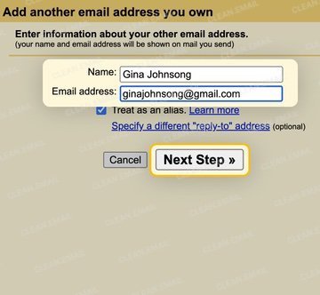 Enter the sender name and alias email address