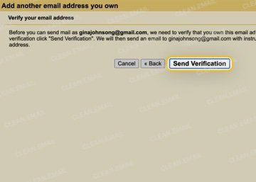 Verify the address using the code or link Gmail sends