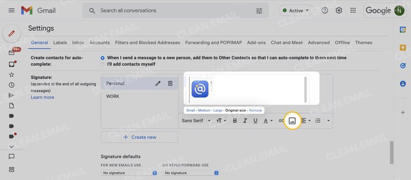Enter and format your Gmail signature using the toolbar