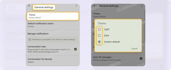 How to customize Gmail backgrounds and themes on Android