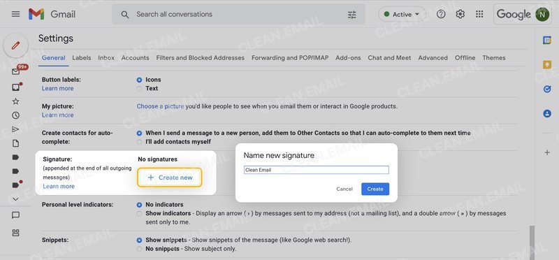 How to create a new signature in Gmail on desktop