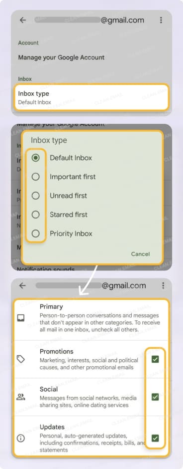 How to customize Gmail layouts and tabs on Android