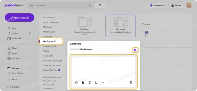 Update email signature settings in Yahoo Mail