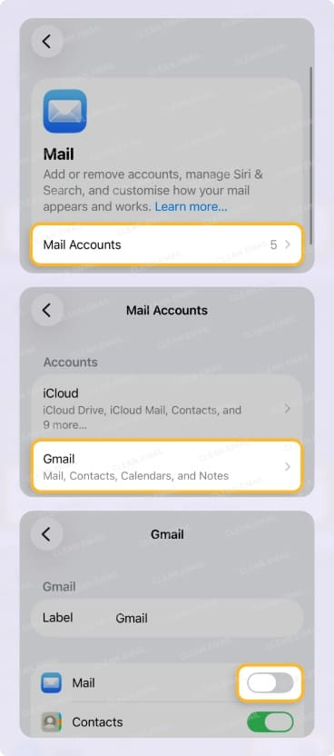 How to remove a Gmail account from the iPhone mail app