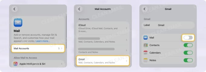 How to remove a Gmail account from the iPhone mail app