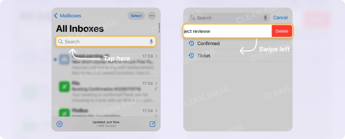 How to clear mail search history on iPhone