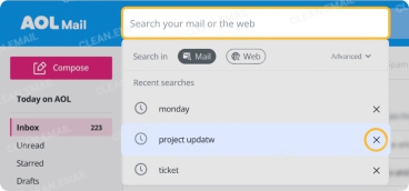 How to Delete Email Search History in AOL Mail