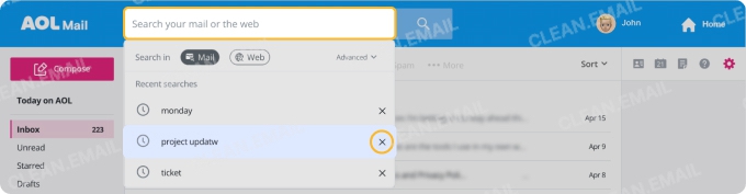 How to Delete Email Search History in AOL Mail