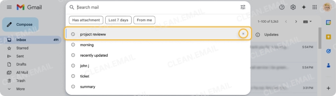 How to Delete Recent Mail Searches in Gmail on the web