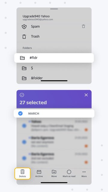 how to delete folders on yahoo mail app