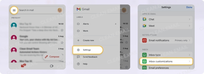 Manage Gmail labels from iPhone settings