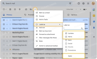 Remove a label using the toolbar