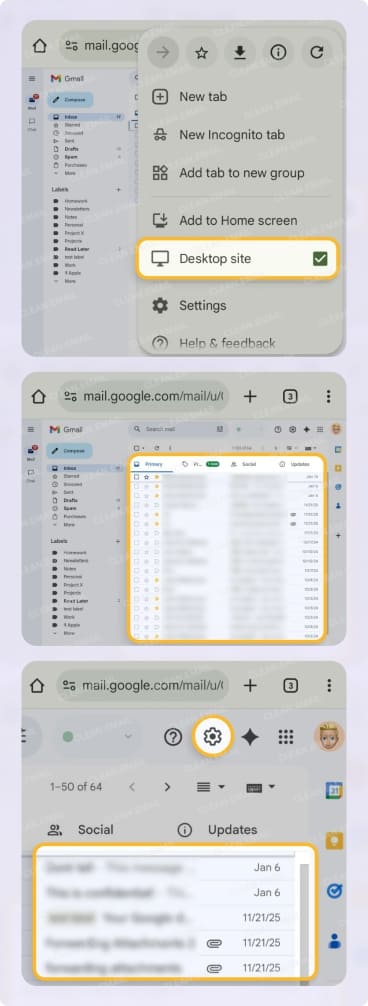Manage Gmail labels from Android settings