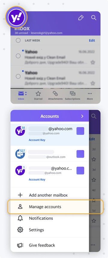 how do i delete receipts in yahoo mail on my phone