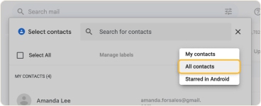 Find address book with Gmail on the web