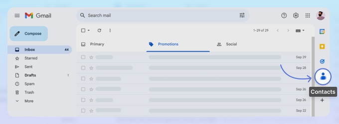 Access Google Contacts on Gmail Side Panel