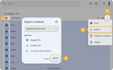 Export Your Google Contacts