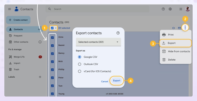 Export Your Google Contacts