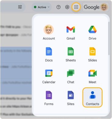 Access Google Contacts with Google Apps Button