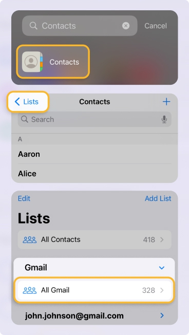 Access Google Contacts on iPhone