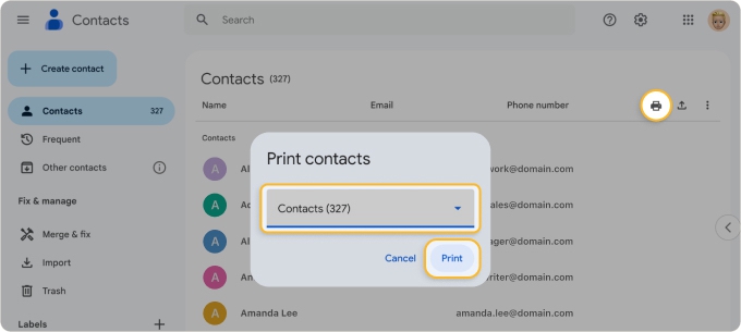 Create a PDF to Print Your Contacts