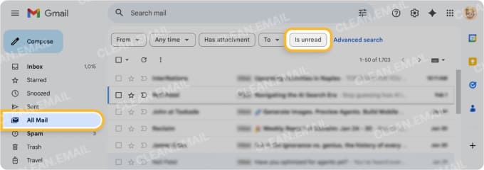 Search Gmail to find unread emails on web or mobile