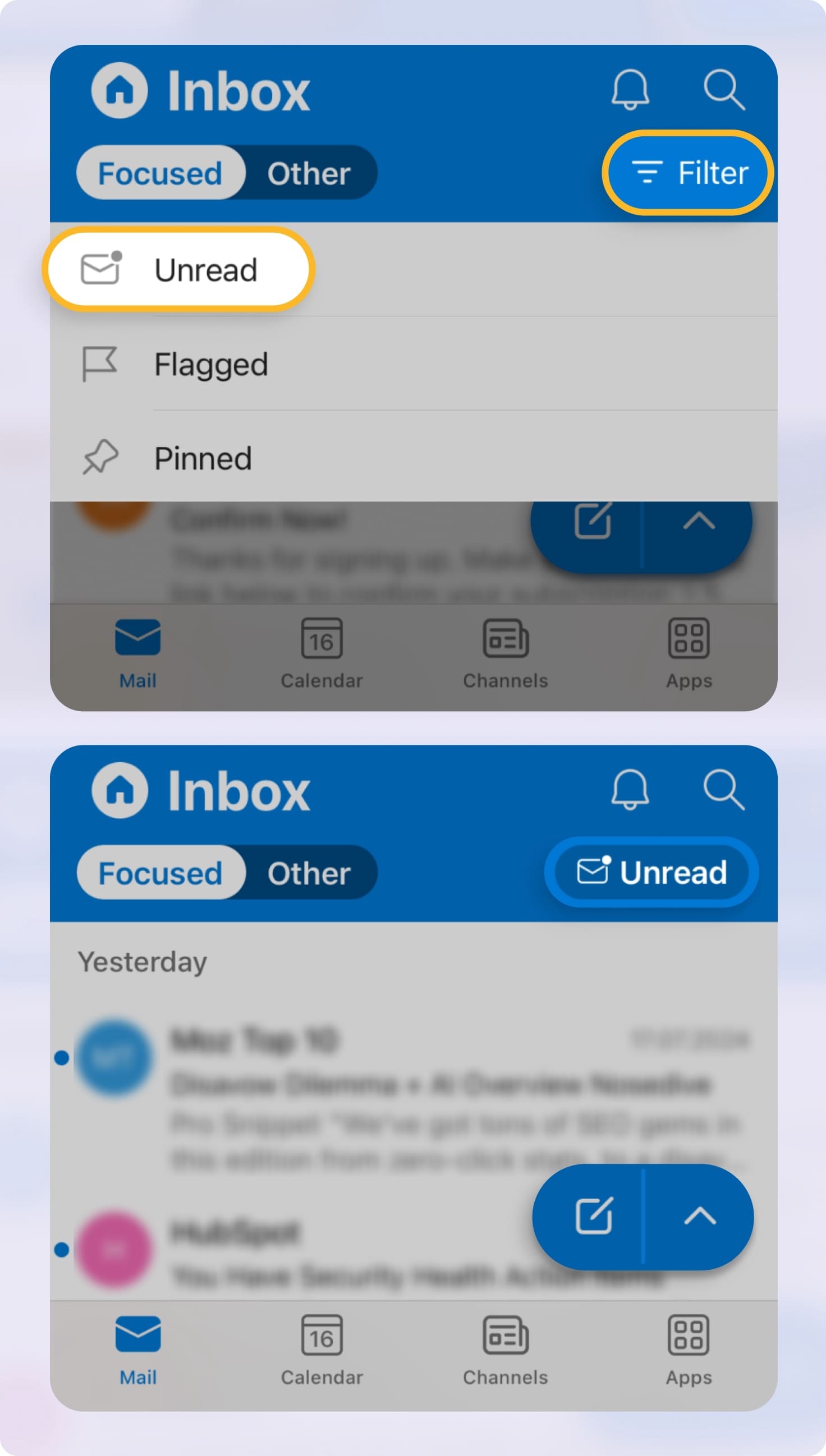 how to show only unread on mailbird