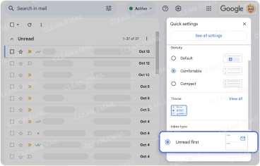 Select an alternative Gmail inbox layout instead of Default